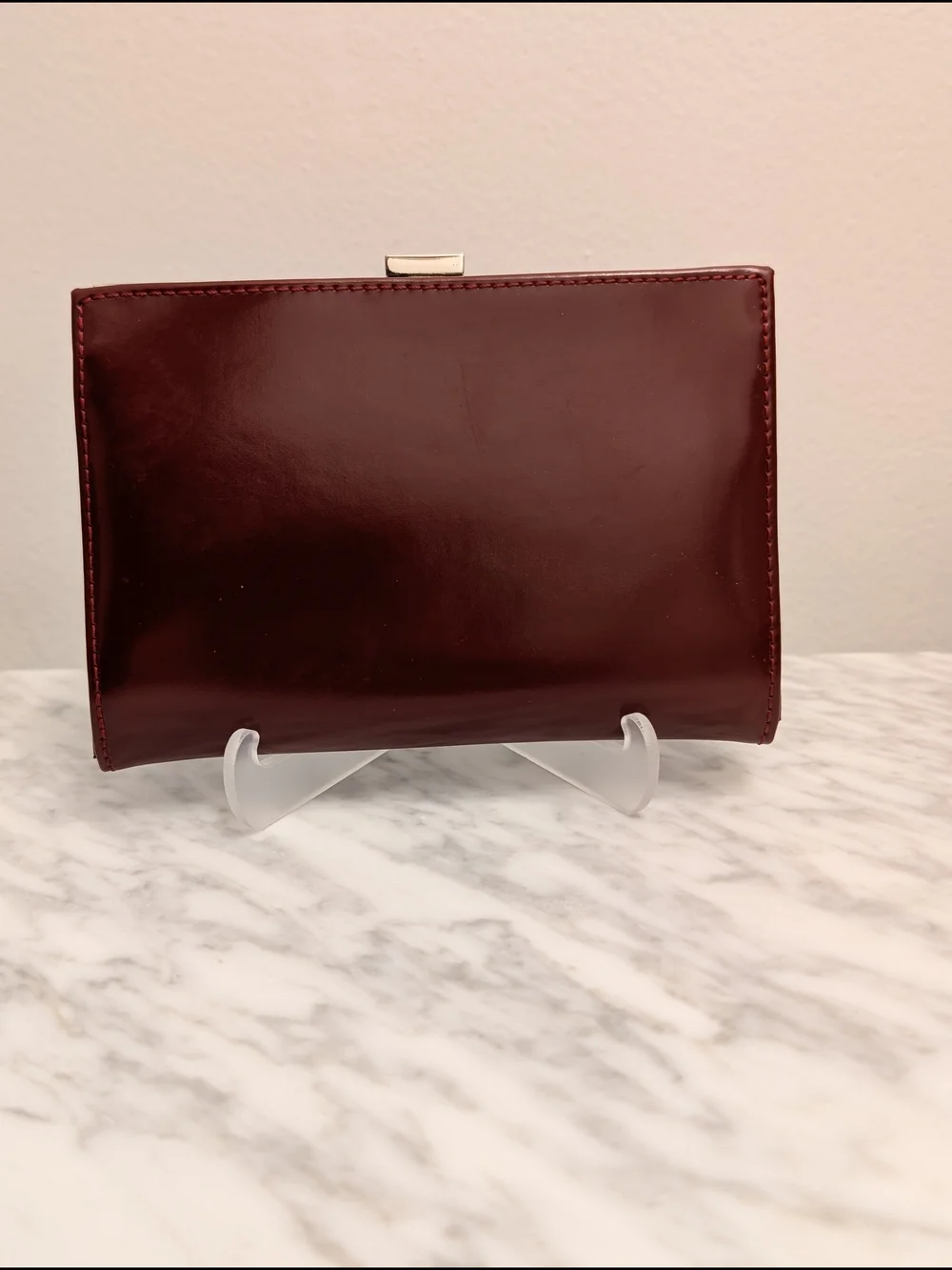 Nine West Burgundy Leather Wallet with Gold  Kisslock